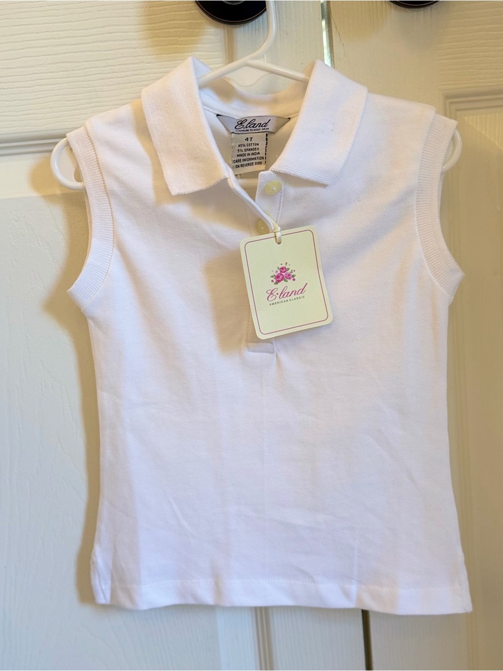 NWT Eland Girls' Sleeveless White Polo Top size 4T
